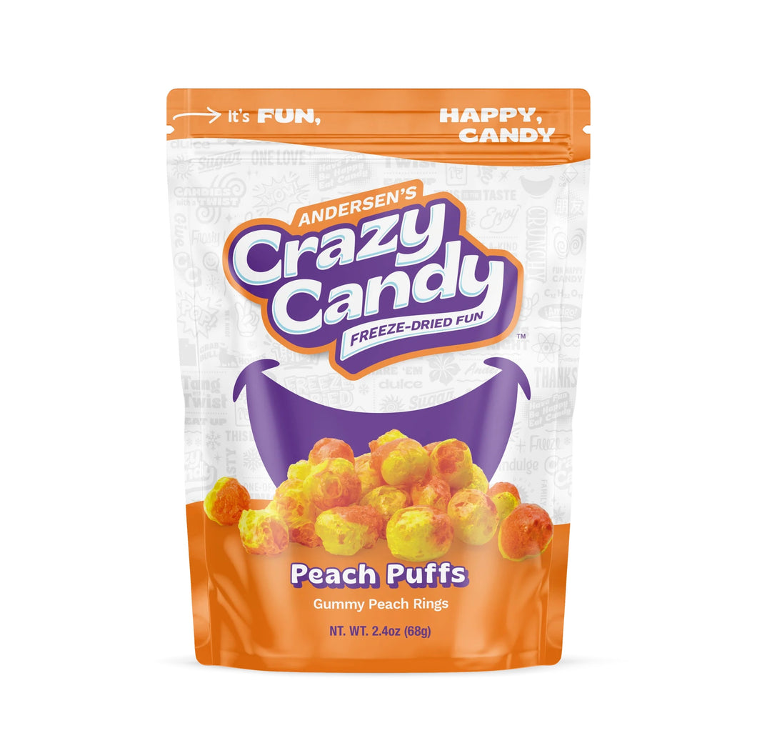 Crazy Candy Freeze Dried Peach Puffs 2.4oz (12 ct Case)