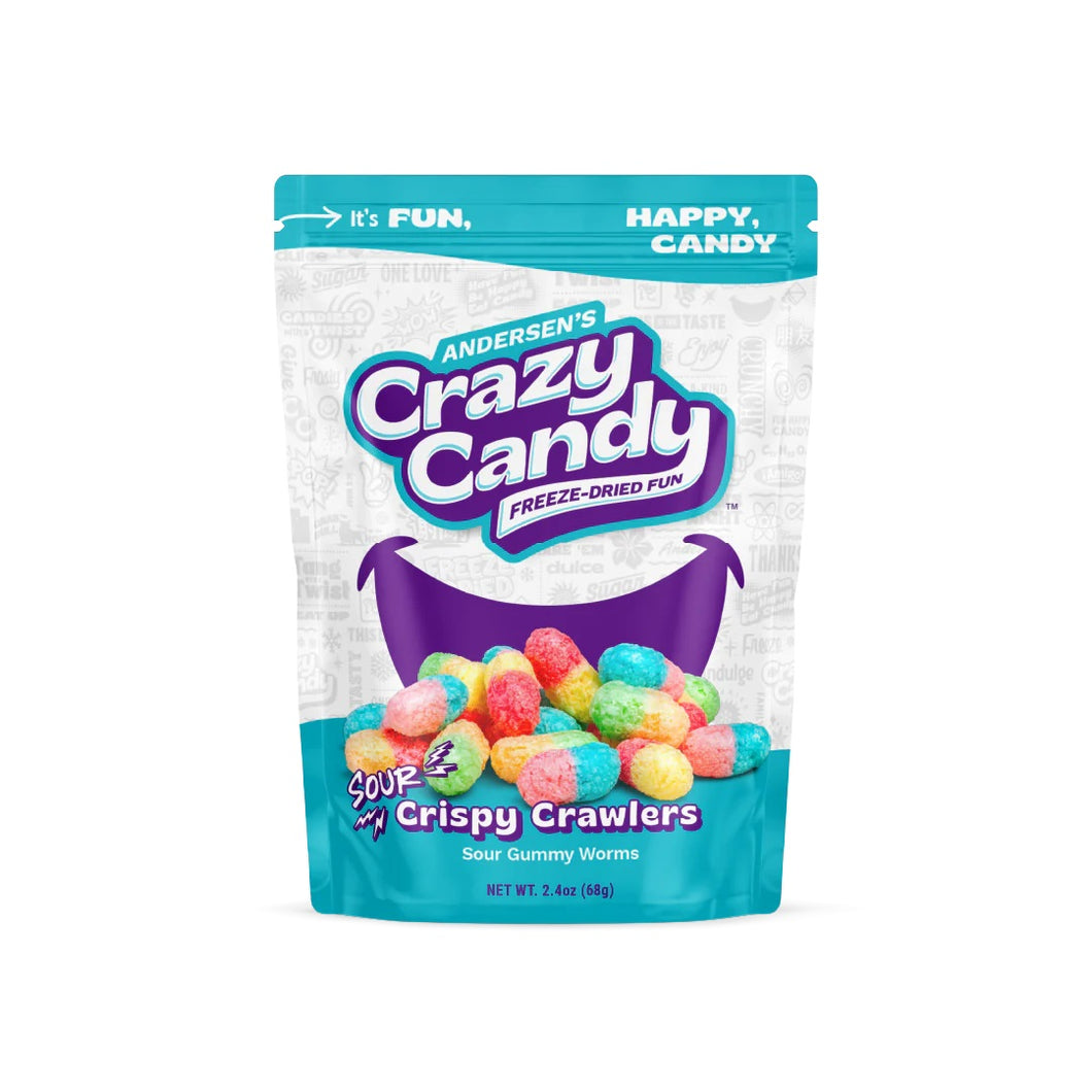 Crazy Candy Freeze Dried Sour Crispy Crawlers 2.4 oz (12 ct Case)